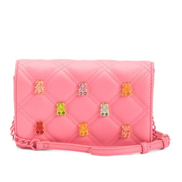 Betsey Johnson Handbags - Betsey Johnson Sybil G Quilted Crossbody Gummy Bear Bag Faux Leather, Pink